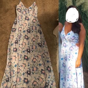 Maxi Light Blue Floral Dress